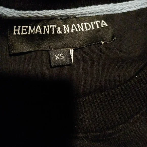 Hemant & Nandita Womens Black Handmade Blingy Sparkly Crystals Sweatshirt XS - Picture 11 of 14